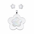 JOYERIA ACERO JUEGO FLOR NACAR