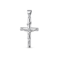 Colgante de plata rodiado cruz plana con