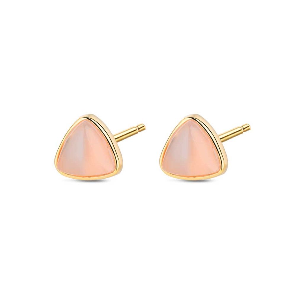 PENDIENTES PLATA CHAPADO TRIANGULO ROSA