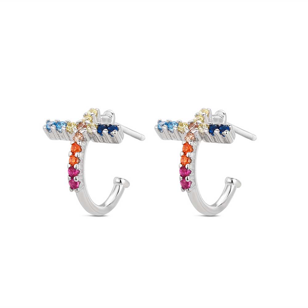PENDIENTES PLATA CRIOLLA CRUZ TUTI FRUTI