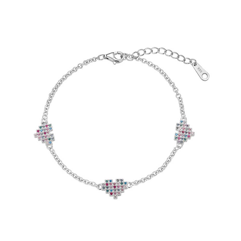 PULSERA PLATA CORAZÓN TUTI FRUTI