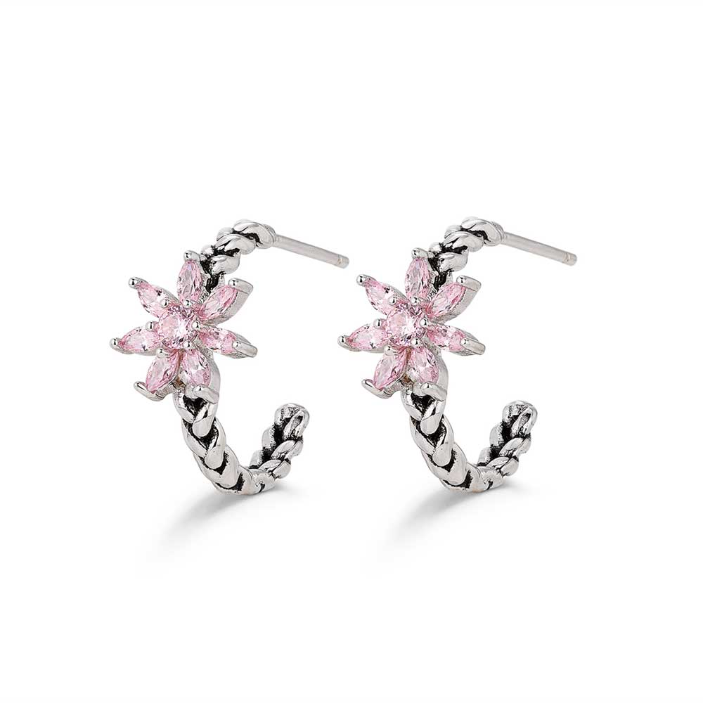 PENDIENTES PLATA FLOR CIRCONITAS ROS