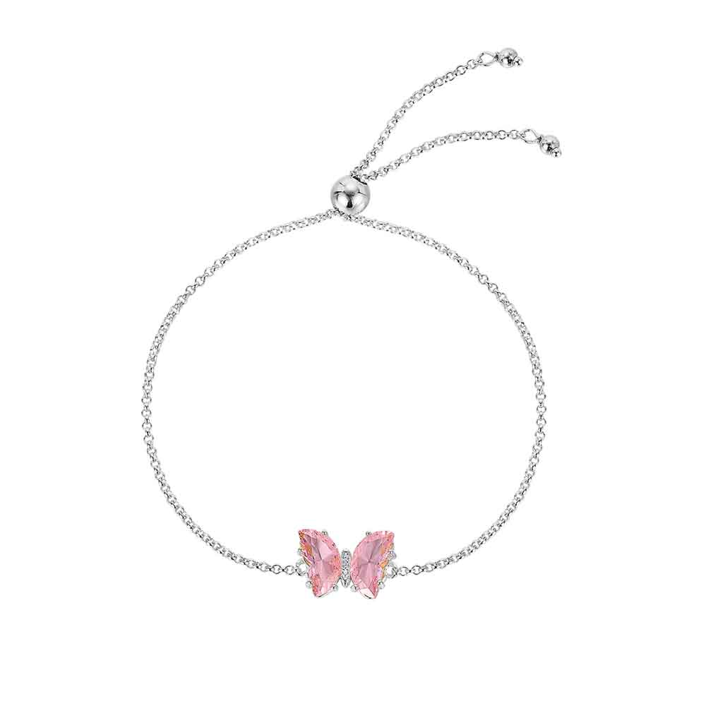 PULSERA PLATA MARIPOSA PIEDRA ROSA
