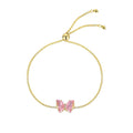 PULSERA PLATA CHAPADA MARIPOSAS ROSA