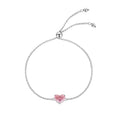 PULSERA PLATA CHAPADA CORAZÓN PIEDRA ROSA
