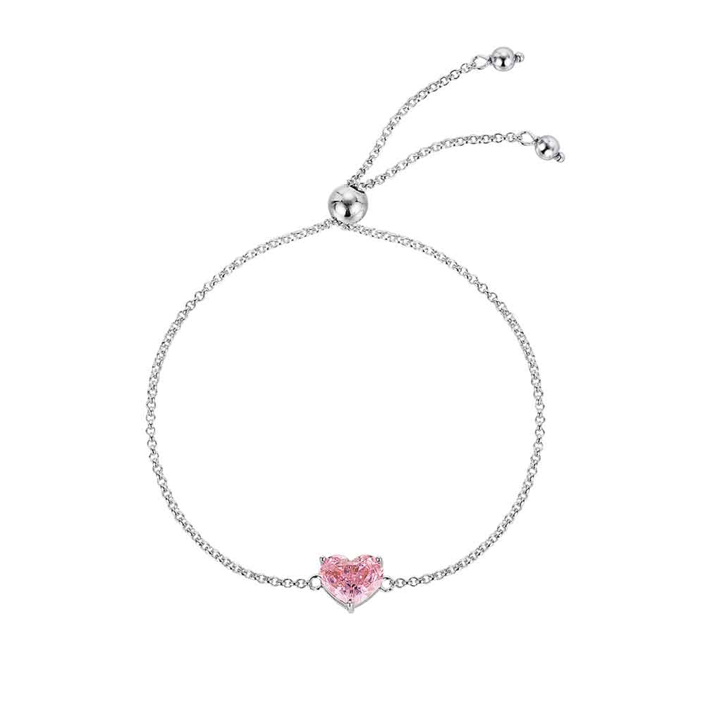 PULSERA PLATA CHAPADA CORAZÓN PIEDRA ROSA