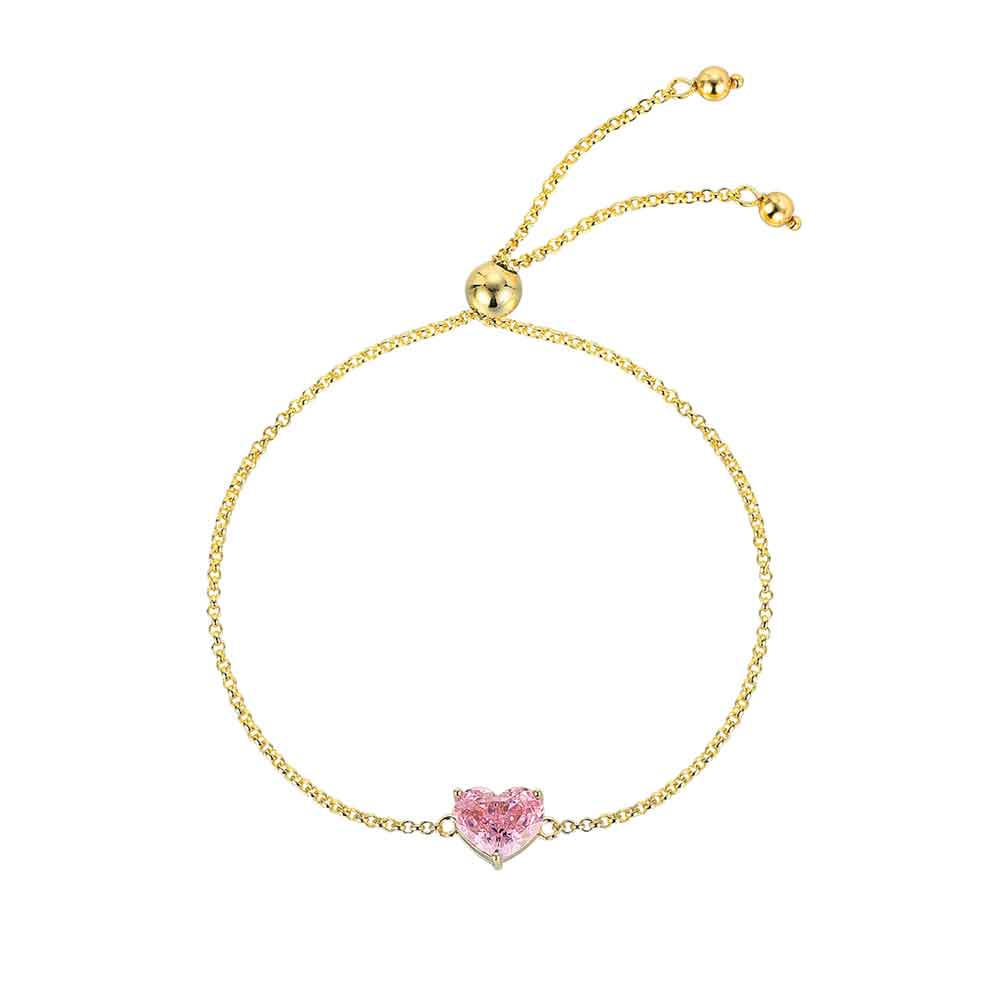 PULSERA PLATA CHAPADA PIEDRA CORAZÓN ROSA