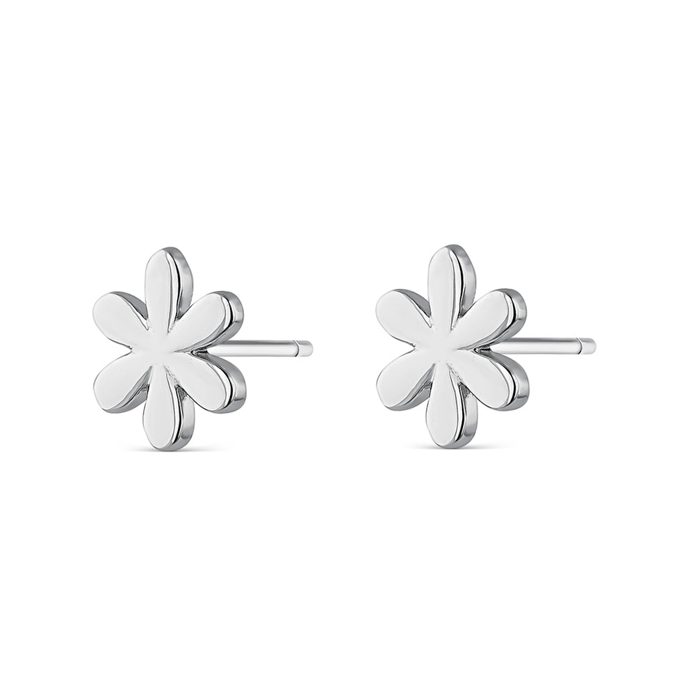Pendiente de plata rodiado flor 8 mm cie