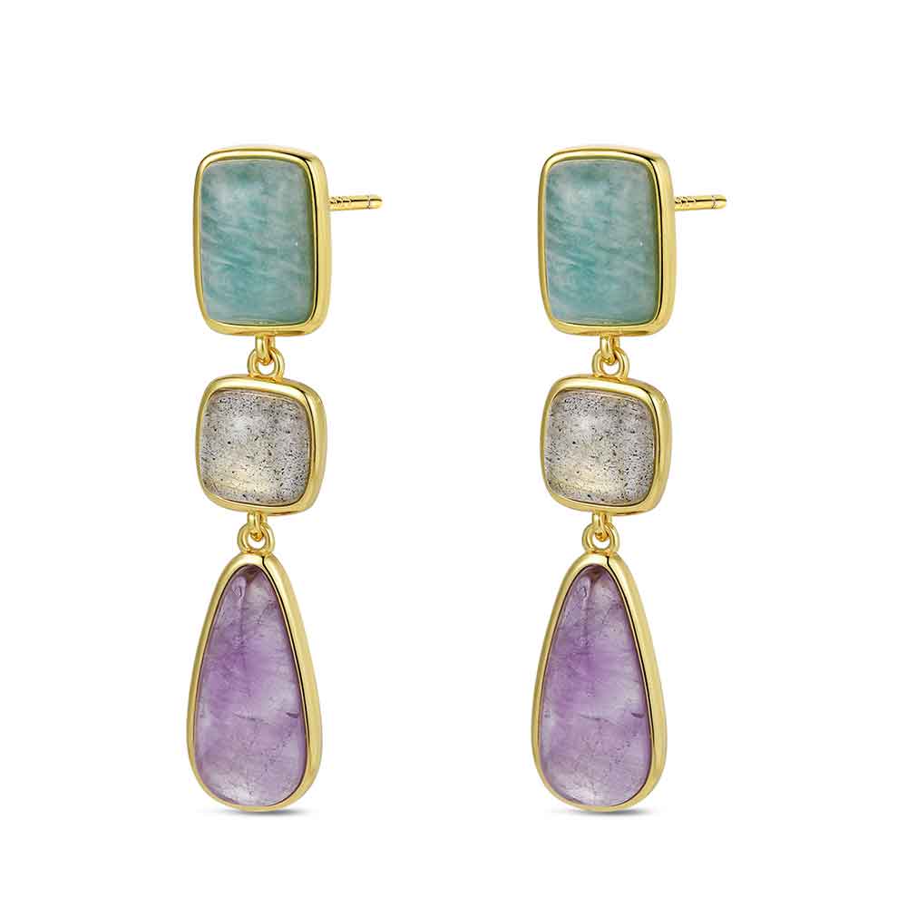 PENDIENTES PLATA CHAPADOS OVAL LILA VERD