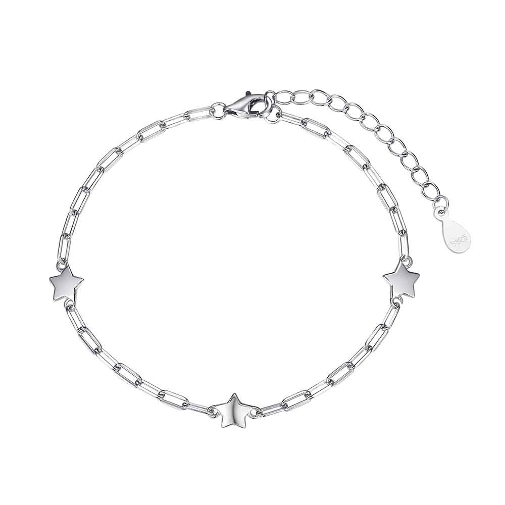 PULSERA PLATA MALLA ALARGADA 4 ESTRELLAS