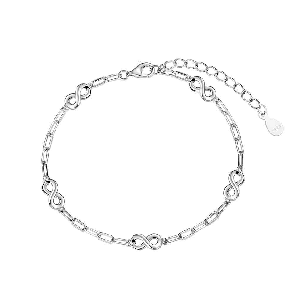 PULSERA PLATA MALLA ALARGADA 4 INFINITOS