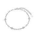 PULSERA PLATA MALLA ALARGADA 4 CRUCES