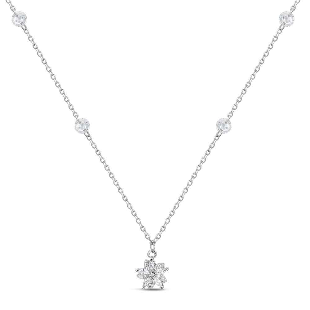 GARGANTILLA PLATA FLOR PEQUE PAVE CIR