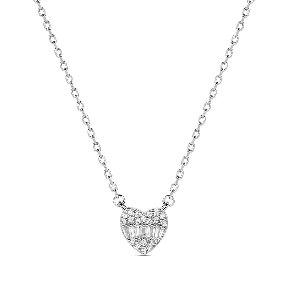 GARGANTILLA PLATA CORAZON PAVE BAGUETS