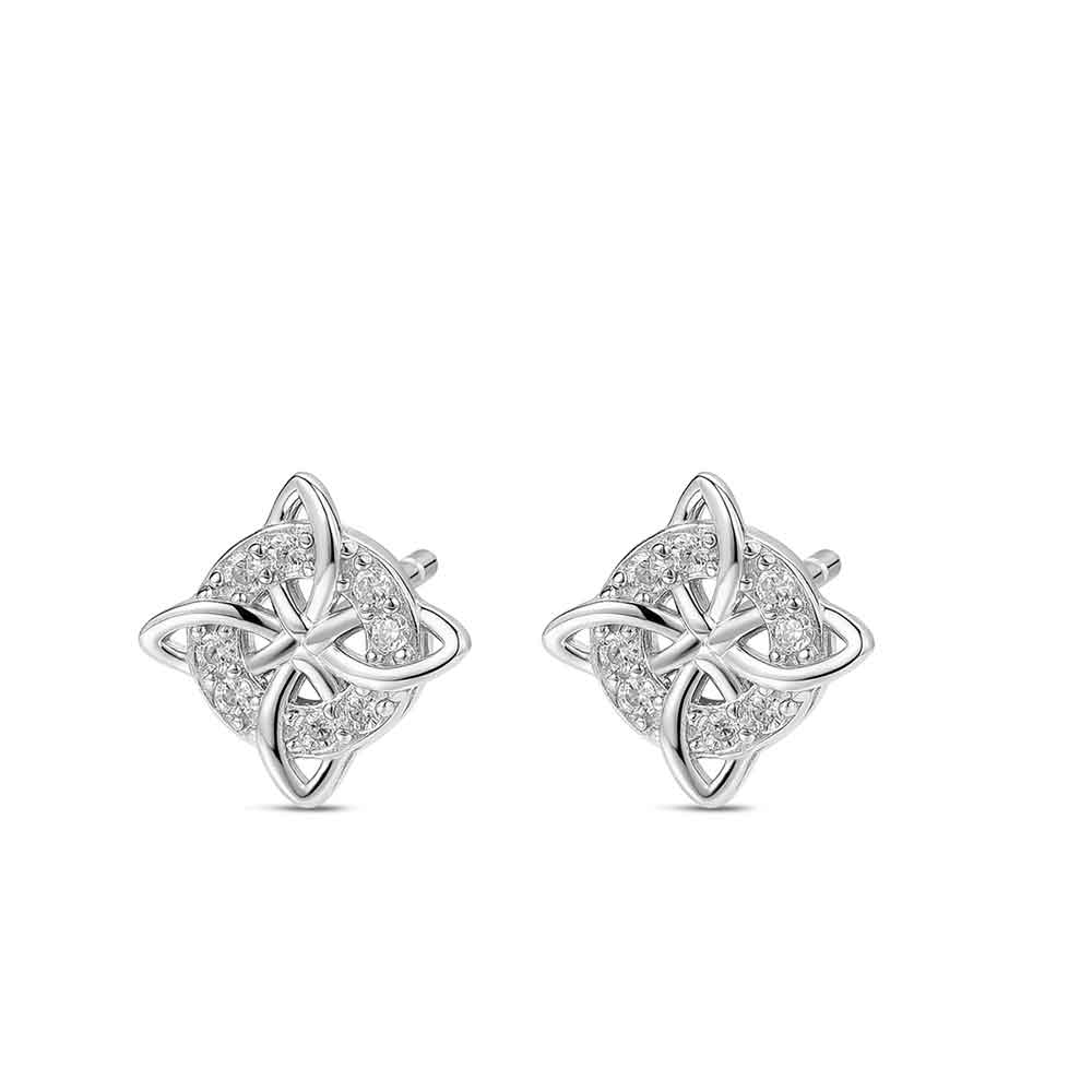PENDIENTES PLATA NUDO RUJA CIRCONITAS