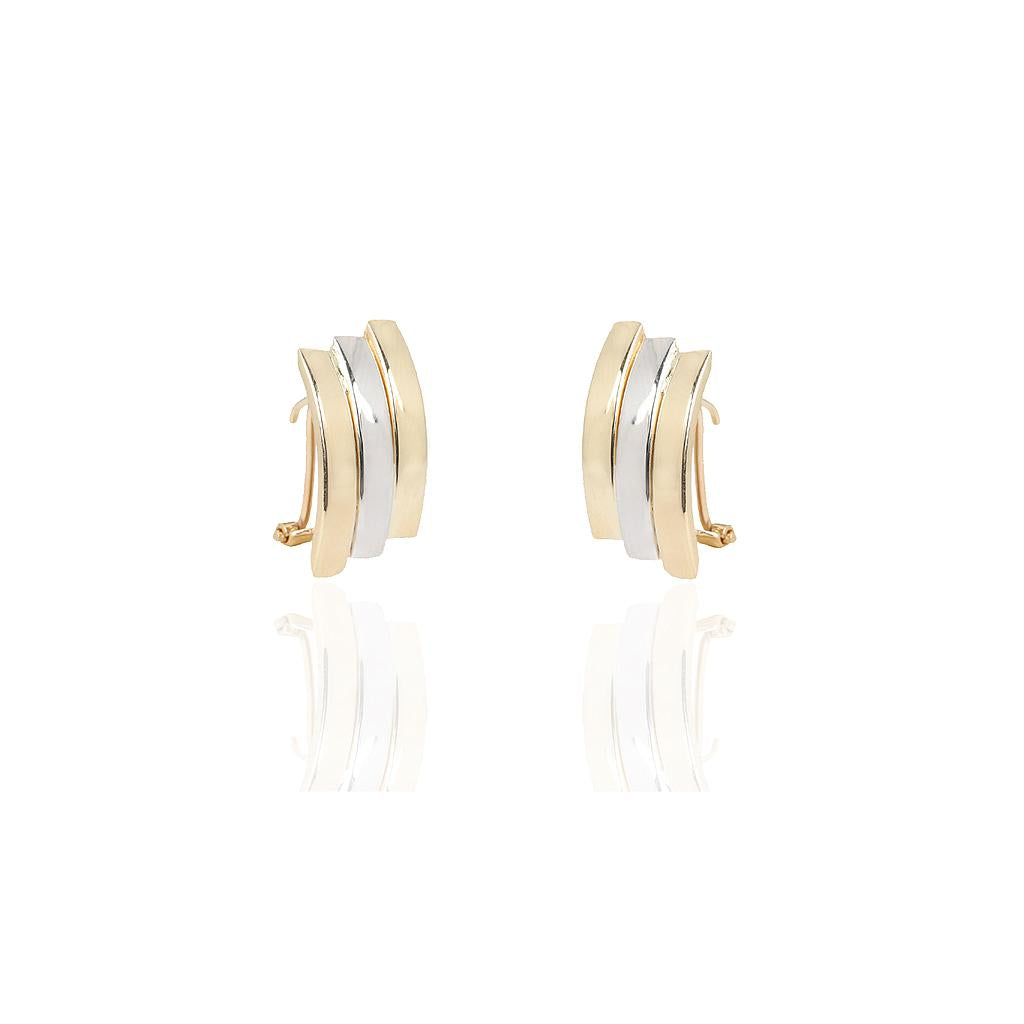 PENDIENTES ORO 9 K PLANOS 3 LINEAS BICO
