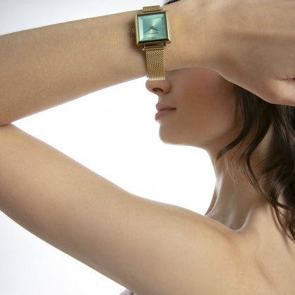 Reloj Mark Maddox mujer clásico acero IP dorado esfera celeste - MM1027-67