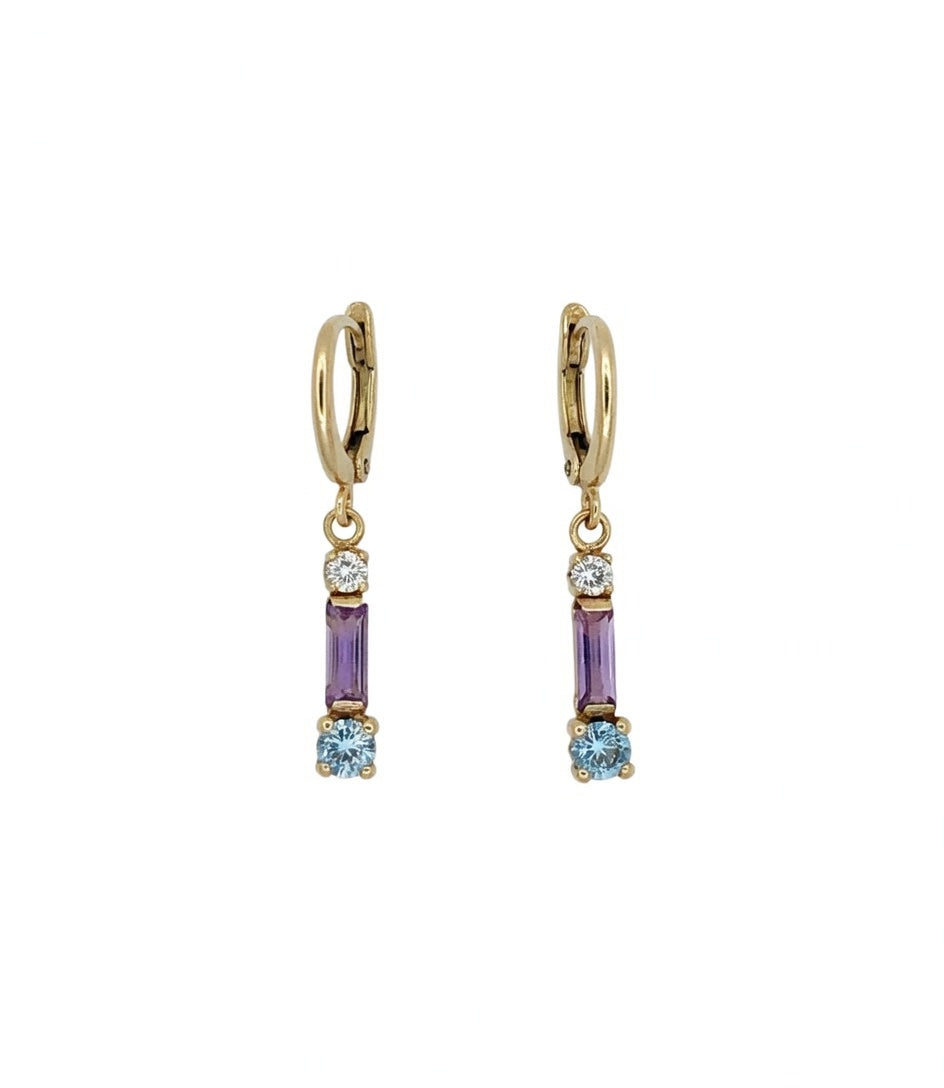 PENDIENTES ORO 18 KTES, CIRCONTAS COLORES, CIERRE PRESION