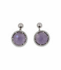PENDIENTES ORO 18 KTES, PIEDRA COLOR AMATISTA