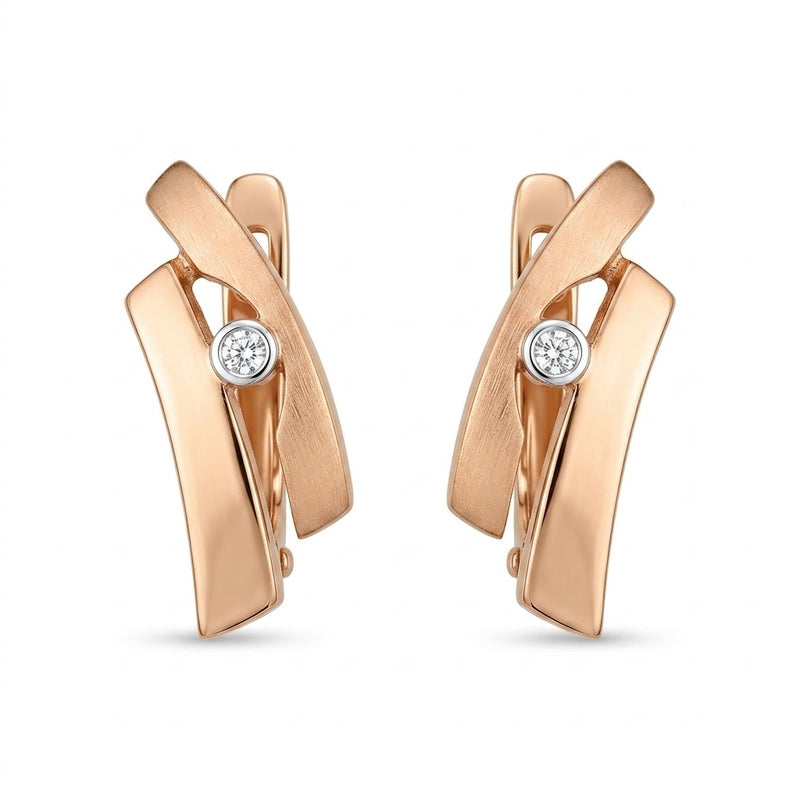 PENDIENTES ORO 18 KTES Y BRILLANTES CON CIERRE CATALAN PARA MUJER.