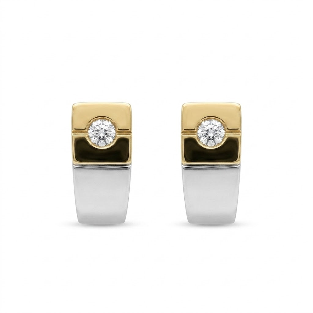 PENDIENTES ORO 18 KTES,  CON DIAMANTE