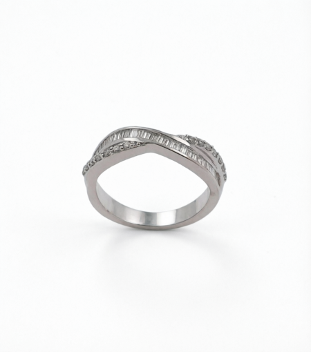 MEDIA ALIANZA ORO BLANCO DIAMANTES BRILLANTES TALLA BAGUETS