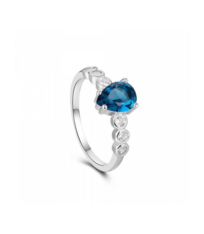 SORTIJA PLATA CIRCONITA AZUL Y BLANCAS