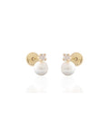 PENDIENTES ORO 9 KILATES PERLA Y CIRCONITA PARA BEBES