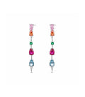 PENDIENTES PLATA LARGOS PIEDRAS MULTICOLOR
