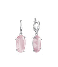 PENDIENTES PLATA, COLGANTE, QUARZO ROSA