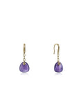 PENDIENTE PLATA DE LEY BAÑO ORO PIEDRA MORADA