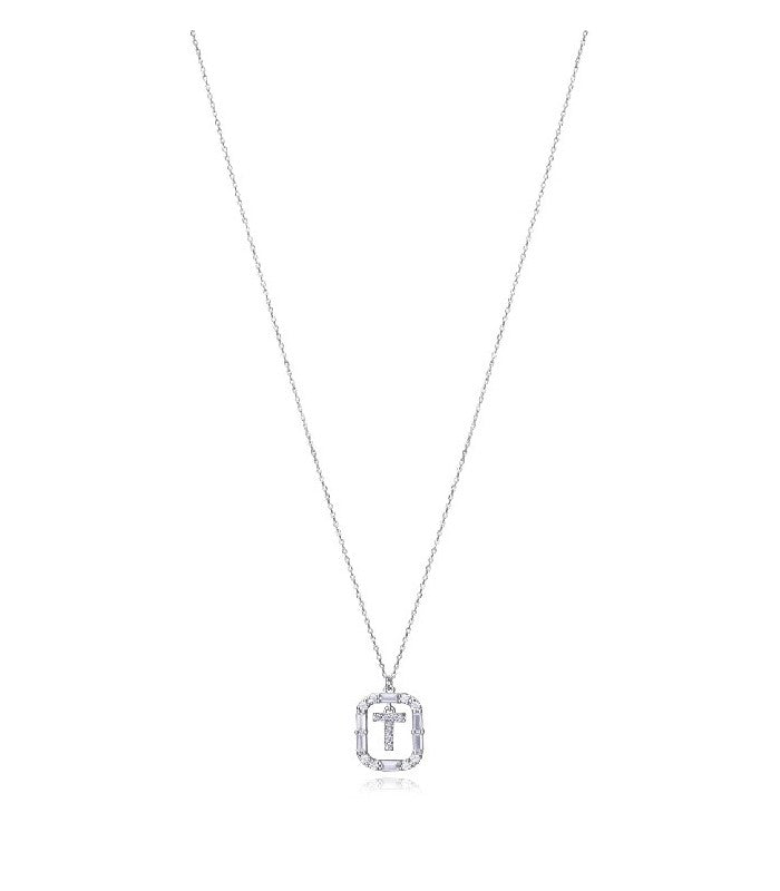 COLLAR PLATA DE LEY BAÑO RODIO LETRA T PARA ELLA