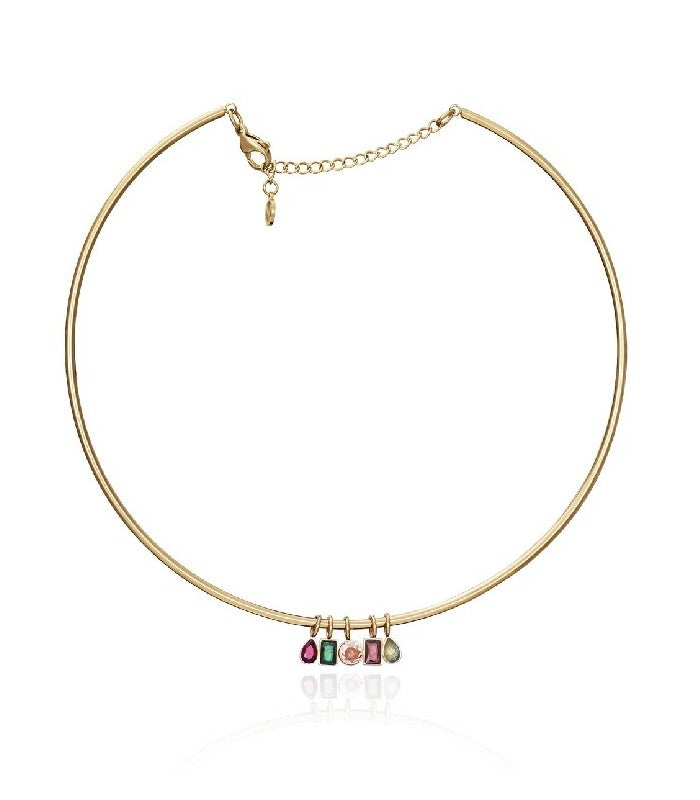 COLLAR ACERO IP DORADO Y CRISTAL SRA FN