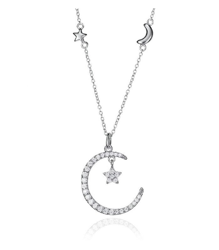 COLLAR PLATA LUNA GRANDE CIRCONITAS SRA