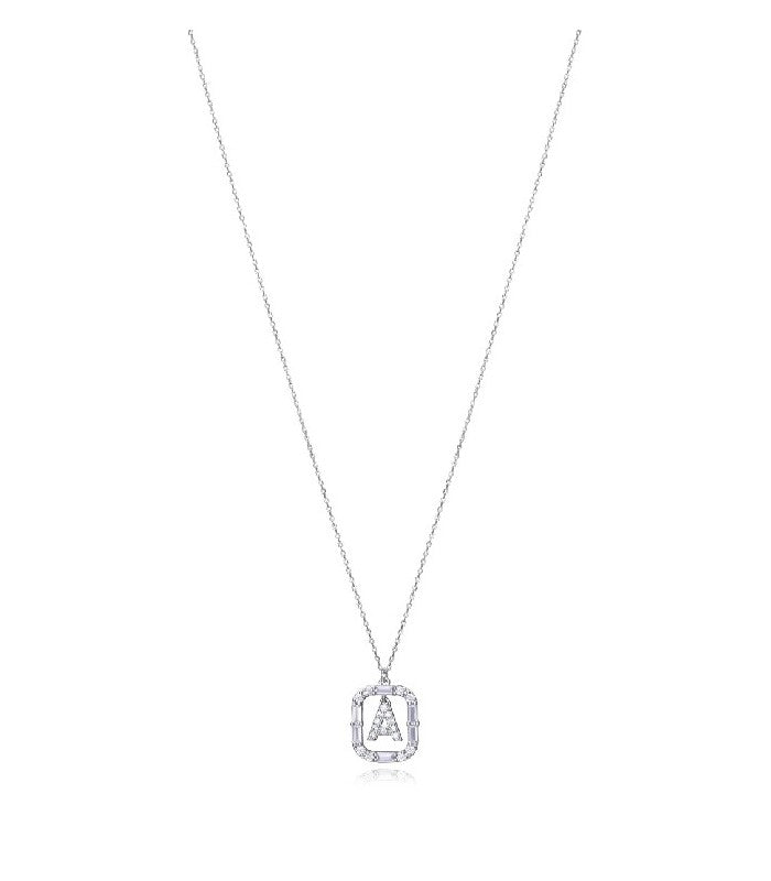 COLLAR PLATA DE LEY BAÑO RODIO LETRA A