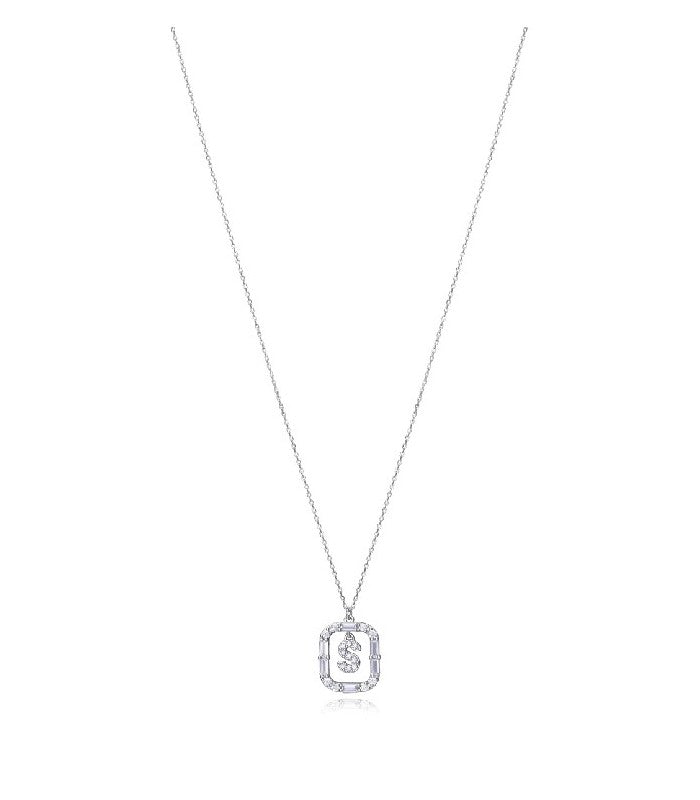COLLAR PLATA DE LEY BAÑO RODIO LETRA S