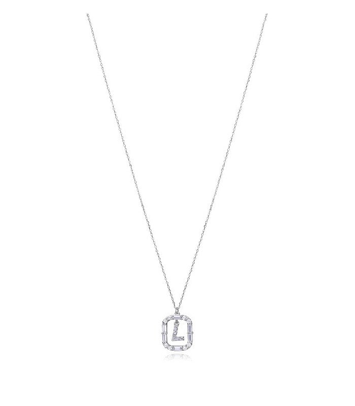 COLLAR PLATA DE LEY BAÑO RODIO LETRA L