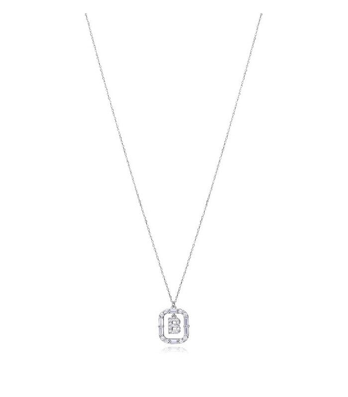 COLLAR PLATA DE LEY BAÑO RODIO LETRA B
