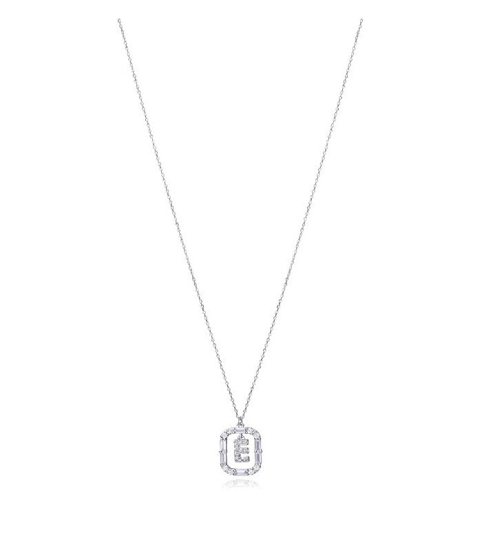 COLLAR PLATA DE LEY BAÑO RODIO LETRA E