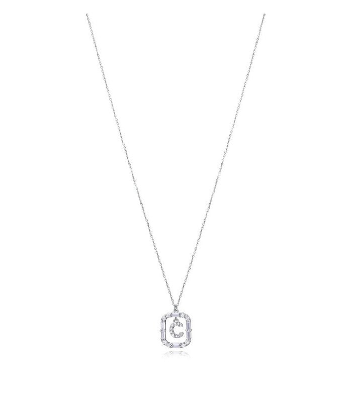 COLLAR PLATA DE LEY BAÑO RODIO LETRA C