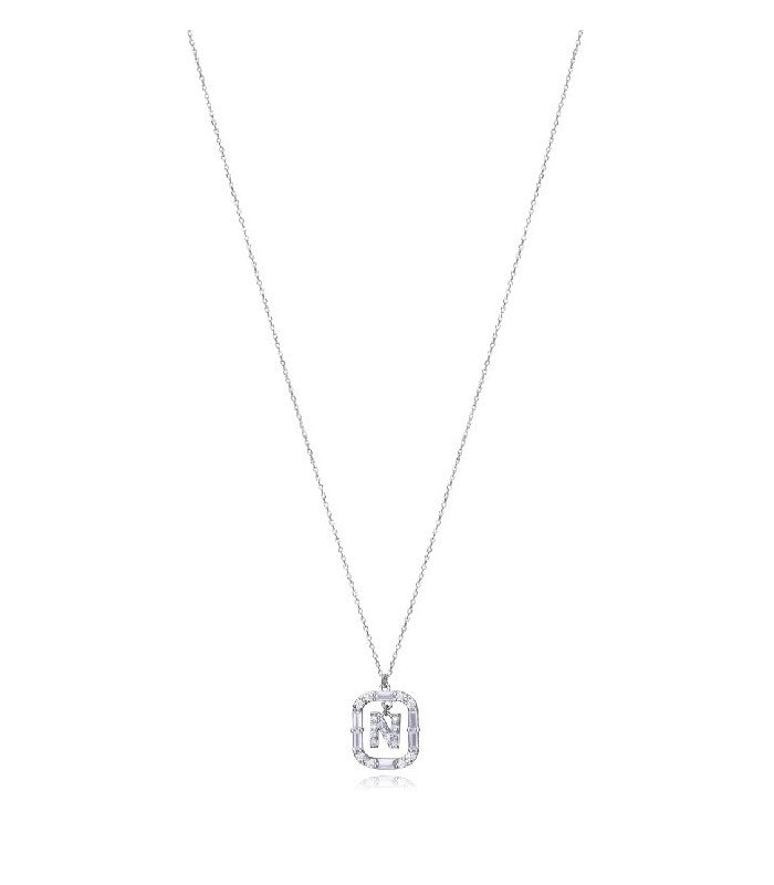COLLAR PLATA DE LEY BAÑO RODIO LETRA N