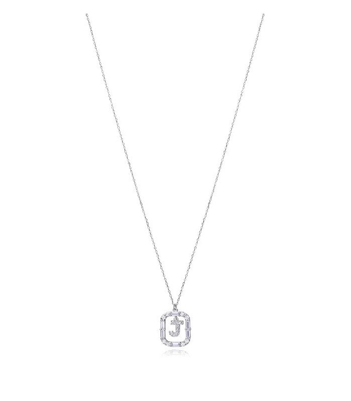 COLLAR PLATA DE LEY BAÑO RODIO LETRA J