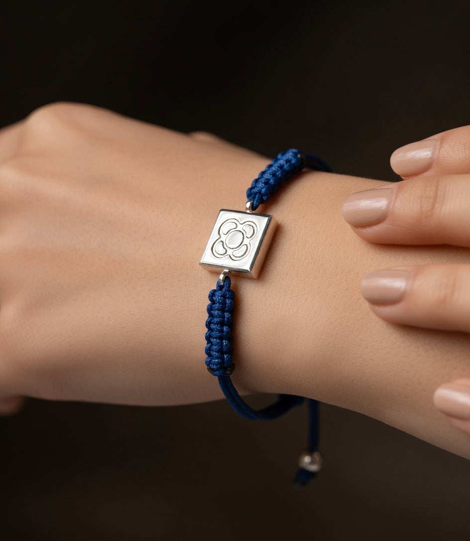 PULSERA PLATA COLOR AZUL