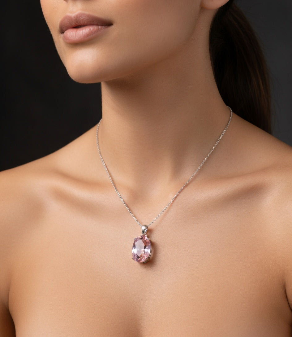 GARGANTELLA PLATA CRISTALL ROSA