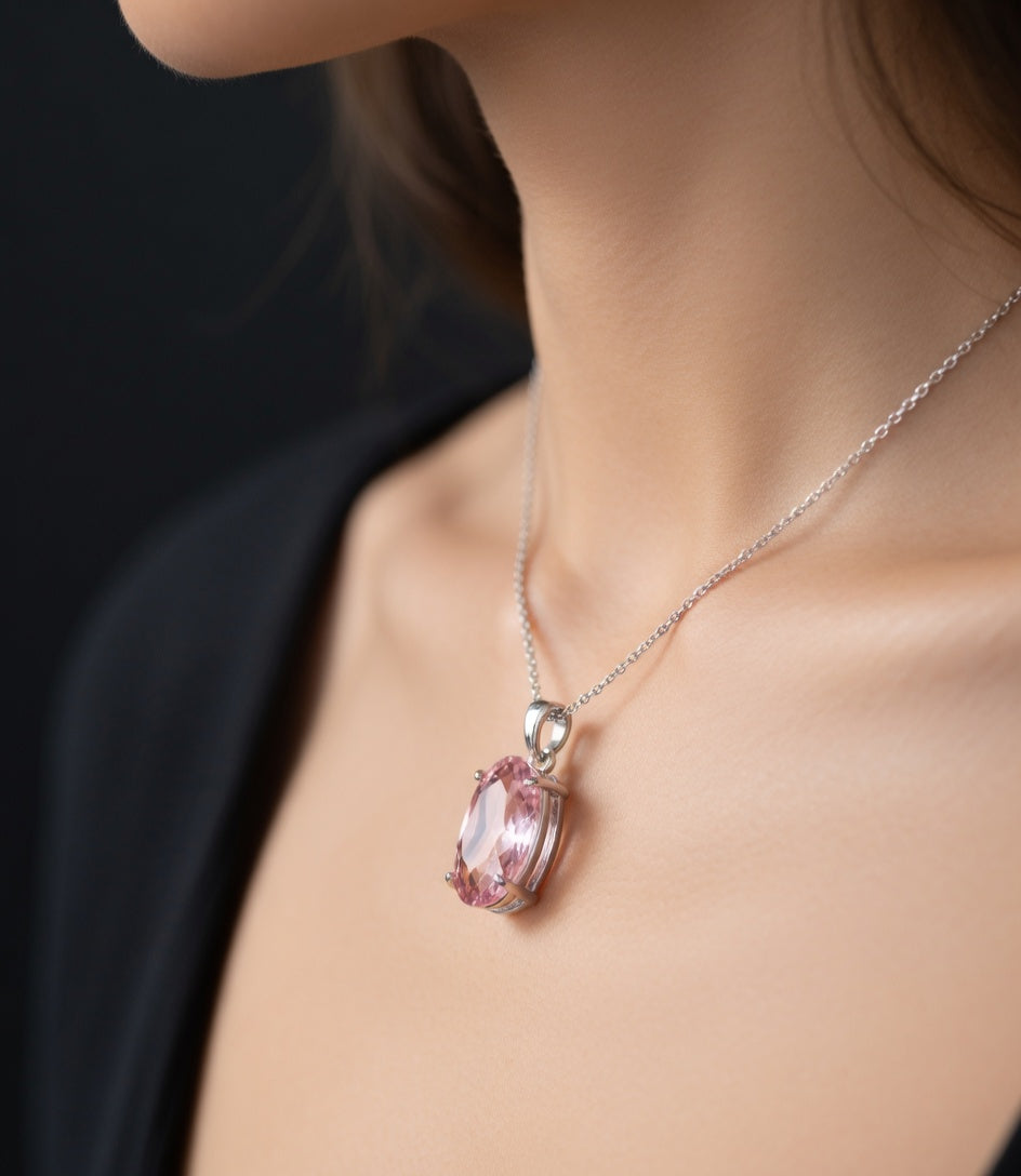 GARGANTELLA PLATA CRISTALL ROSA