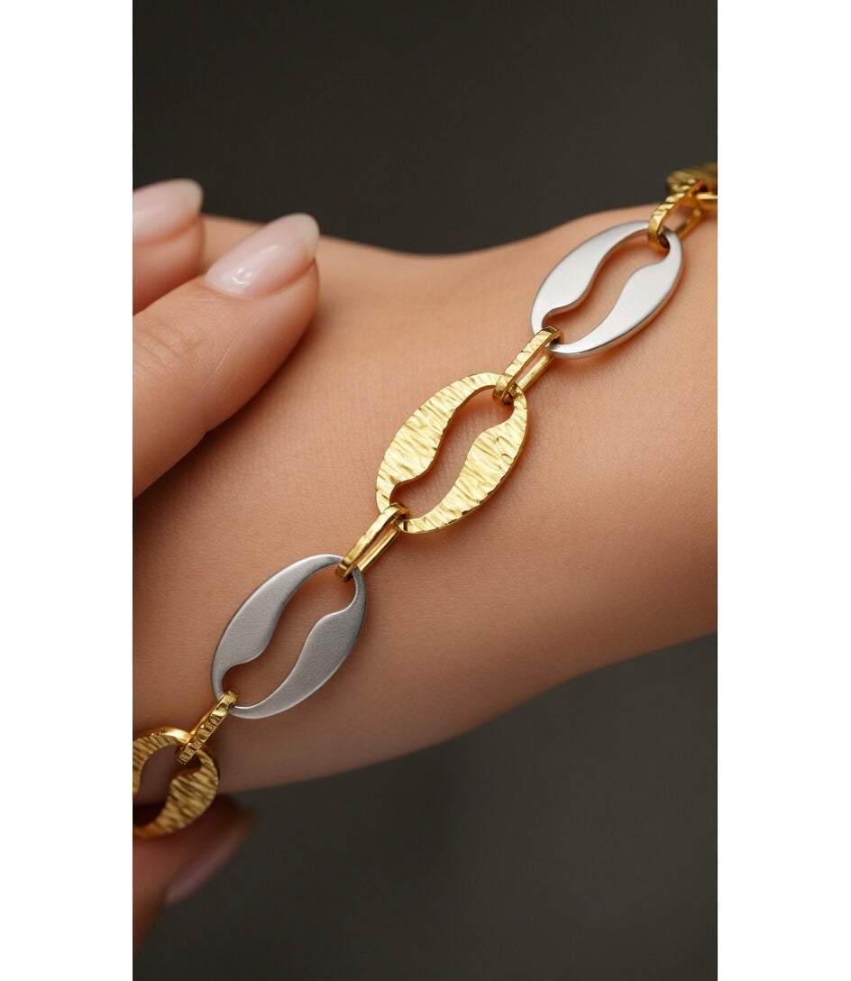 PULSERA ORO 18 KTES, BICOLOR