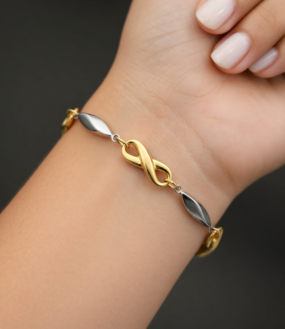 PULSERA ORO 18 KTES, BICOLOR INFINITO