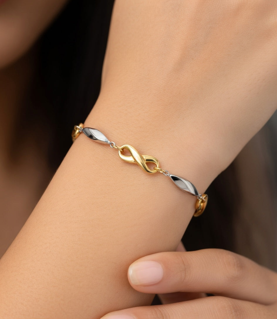 PULSERA ORO 18 KTES, BICOLOR INFINITO
