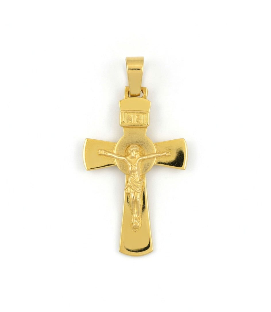 Cruz de Oro 18kt Maciza Tradicional