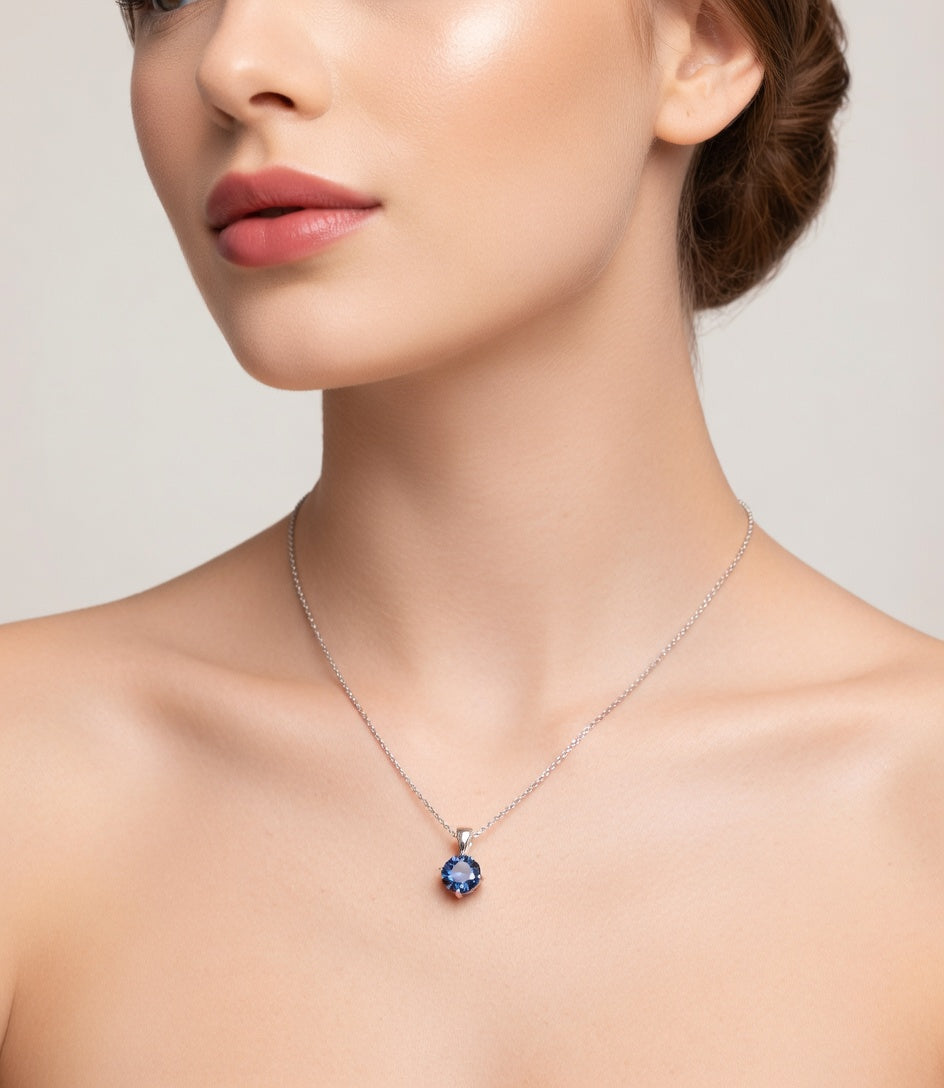 COLLARET PLATA DE LLEI AMB CRISTALL DE COLOR